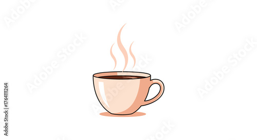 Steaming coffee cup illustration perfect for morning enjoyment.