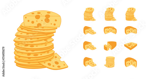 Delicious cheese slices and pieces perfect for culinary creations.