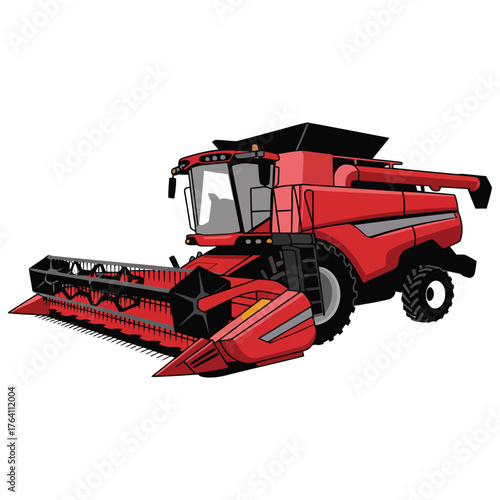 red tractor isolated on white