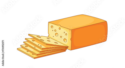 Delicious cheese block with slices perfect for culinary creations.