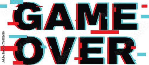 Game over glitch effect vector illustration for gaming design use