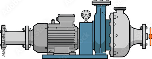 Industrial water pump system diagram vector illustration design