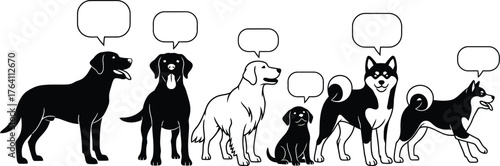 Dog breeds vector illustration with speech bubbles for your design