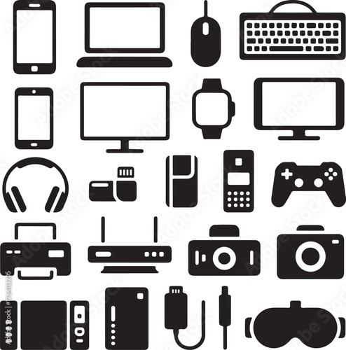 Technology & Gadgets Silhouette Vector Icons