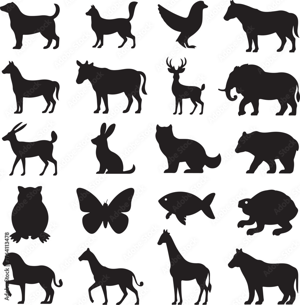 Fototapeta premium Animal Silhouette Vector Bundle