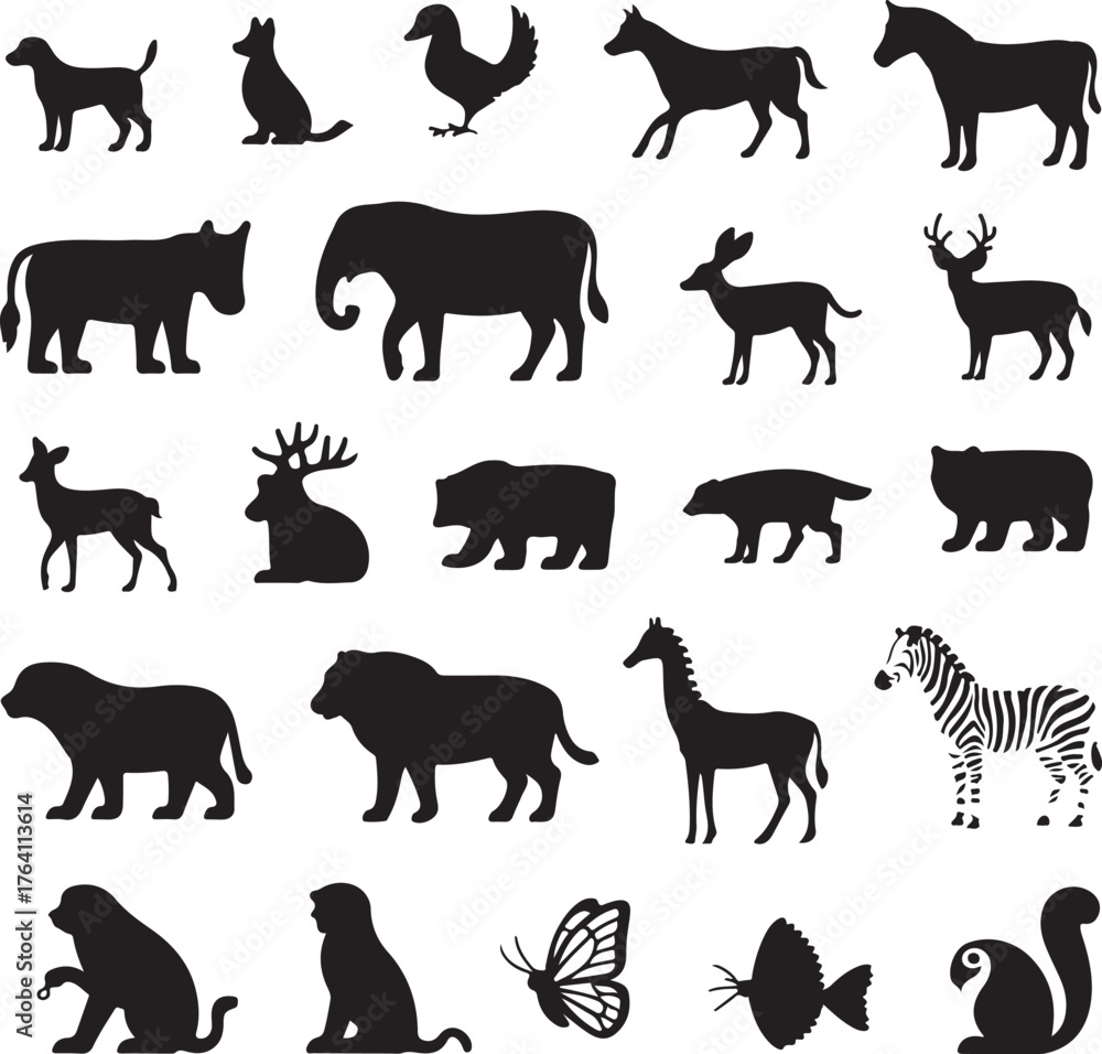 Fototapeta premium Animal Silhouette Vector Bundle