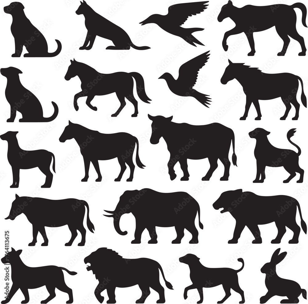 Obraz premium Animal Silhouette Vector Bundle