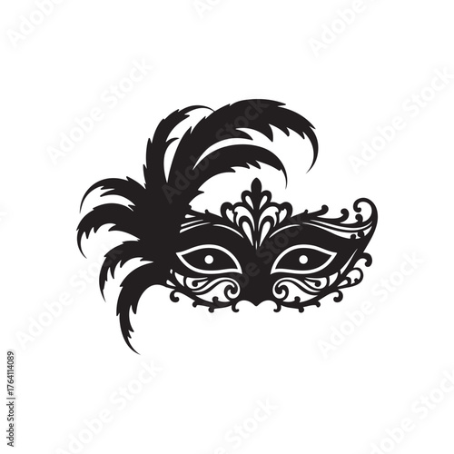 Black Color Ravenna Halloween Silhouette Vector Illustration, Solid White Background..