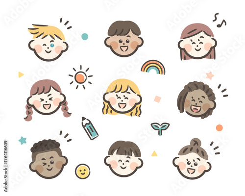Global children's face illustration material