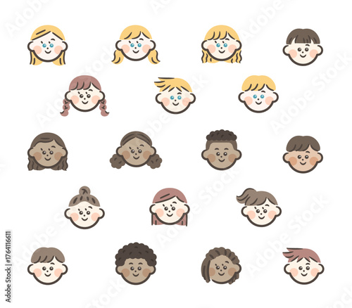 Global children's face illustration material