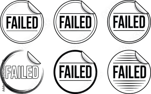Collection of Circular "Failed" Stickers with Different Designs