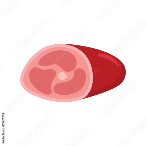 Tasty ham flat vector illustration on white background