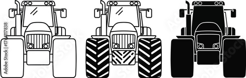 Tractor outline vector farm vehicle illustration agriculture