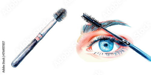 eyebrow brush makeup watercolor vector illustration