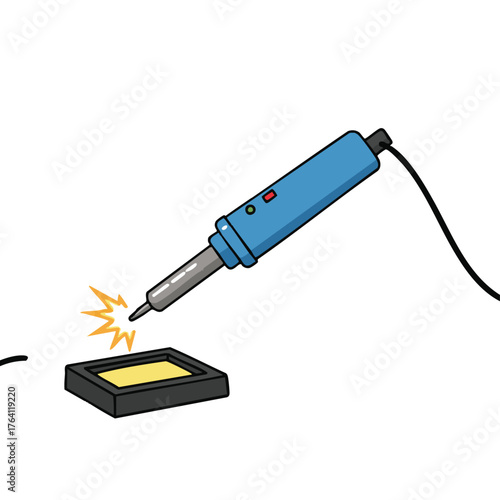 Soldering Iron Heating Up On A Stand.