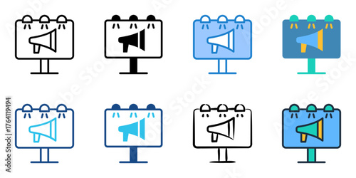 Outdoor advertising icon set multiple style collection 
