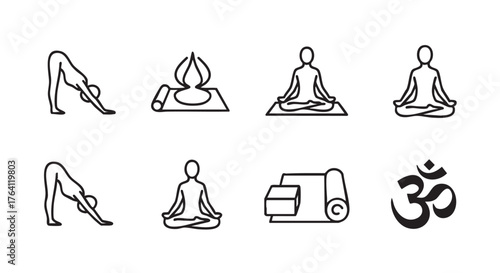 Minimalist yoga poses illustration for health wellness and relaxation practice