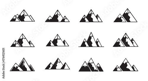 Mountain range vector illustration collection showcasing nature and outdoor adventures