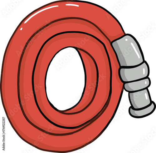 Fire Hose Vector | Cartoon Firefighting Equipment Illustration