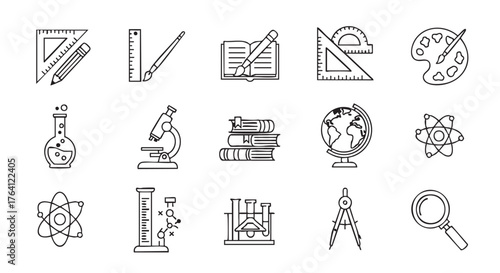 Science education vector icons design for school or university concepts