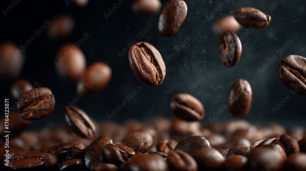 Obraz premium Coffee Beans Cinematic Fall/コーヒー豆シネマティック落下4