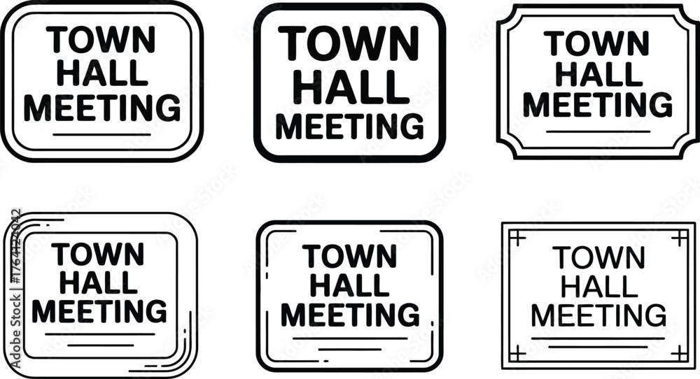 Obraz premium Collection of Town Hall Meeting Sign Icons in Black and White