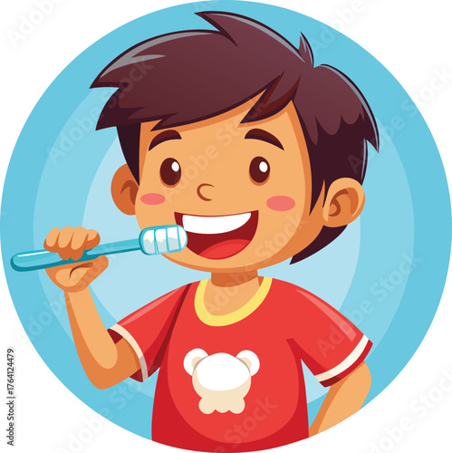 Boy brushing teeth
