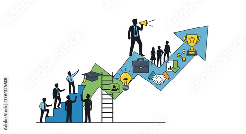 Business Growth and Leadership Visualizing Success with Teamwork and Strategy