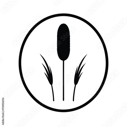 Bulrush Capsule Border Icon Vector Illustration