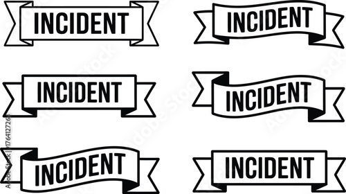 Six Black and White Ribbons with the Word "INCIDENT