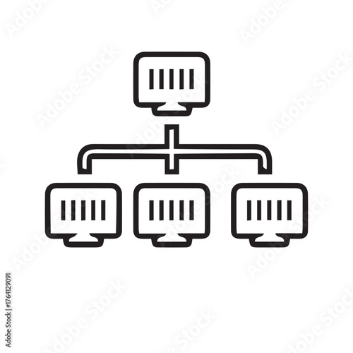 Server Network Topology Icon | Minimal Outline Symbol
