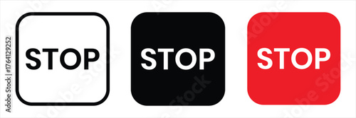stop sign icon silhouette vector on white background.