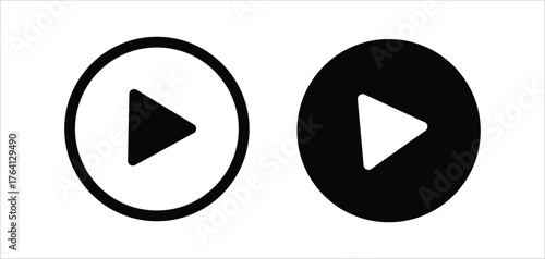 Video play button icon set. Start audio or video action symbol. Vector illustration.