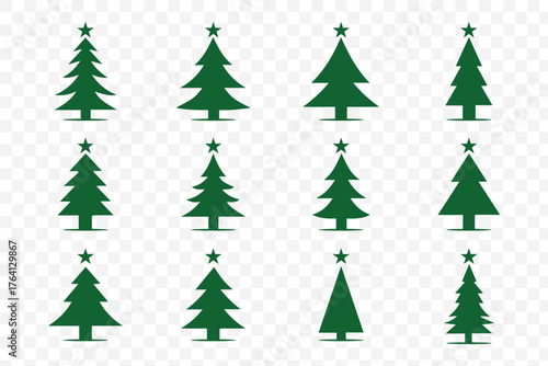 A  Christmas Tree Silhouette Icon Vector presents a sleek, minimalist tree design in solid color or outline. Ideal for festive projects, it’s versatile, scalable, and perfect for holiday cards, logos