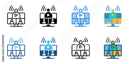 Webinars icon set multiple style collection 
