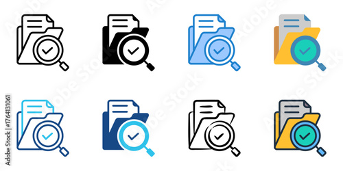 Case studies icon set multiple style collection 
