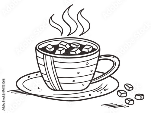 Cup of Hot Chocolate with Marshmallows Cozy Winter Drink Illustration