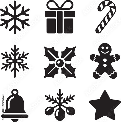 Festive Christmas icons bring holiday cheer to designs