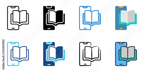 Ebooks icon set multiple style collection 
