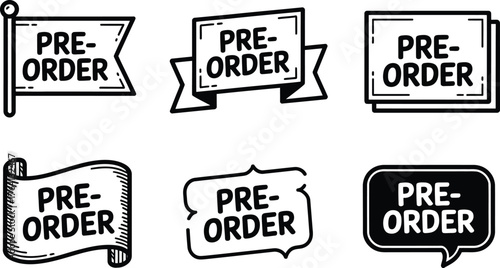 Collection of "Pre-Order" Text Graphics in Various Styles