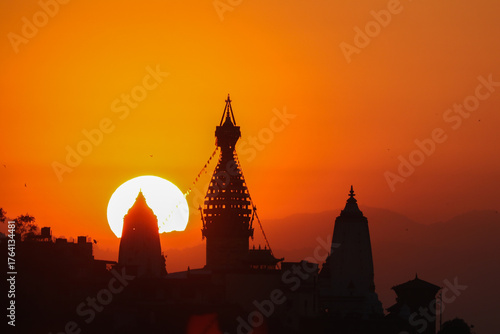 Sunrise back of showyambhu kathmandu
