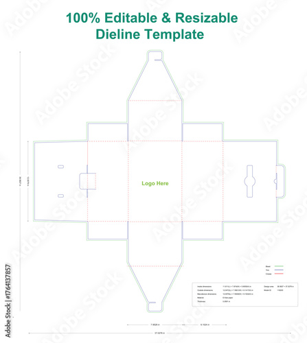 Package die box with handle, Blank Playing Card Box Template.eps