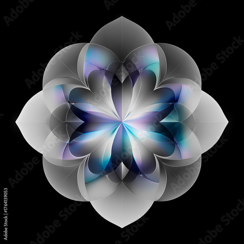 Symmetrical Abstract Digital Flower Pattern