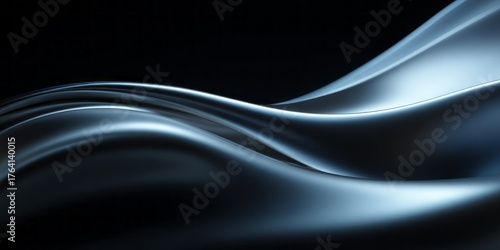 Smooth metallic waves flow gracefully against a dark background.