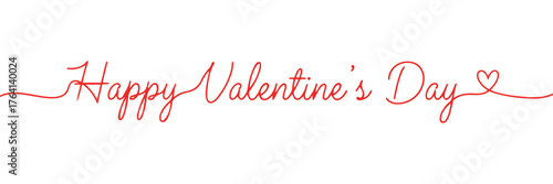 A slim line Happy Valentine's Day sign. It's all about greeting lettering for the holiday, perfect for friends, family, and coworkers. A hand-drawn continuous line in a modern style.