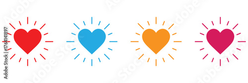 Red Heart Icons Set – Vector Collection of Love Symbols and Valentine Heart Shapes
 for Web and Design