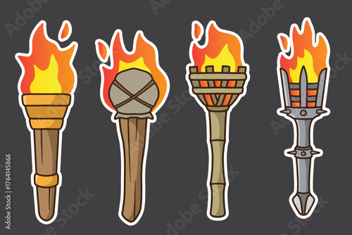 set of torch good for sticker, badge, element design, print design, etc