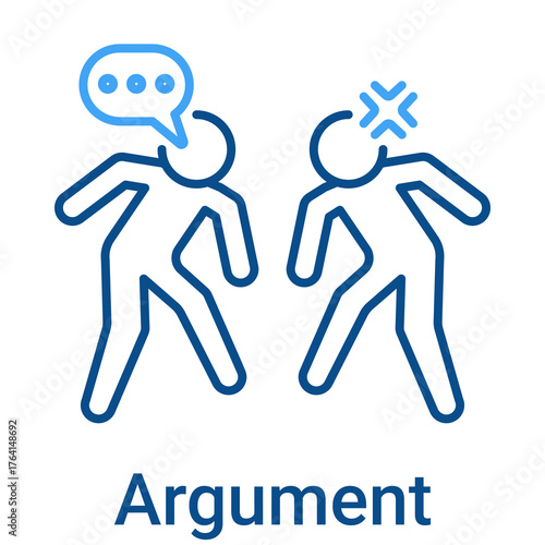 Argument Icon in Outline Color Style. People fighting, conflict, and misunderstanding symbol. Disagreement concept.