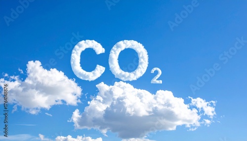 CO2 Cloud Formation Air pollution concept against clear blue sky Climate Change.