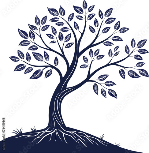 Simple tree silhouette icon in vector format on a white background
